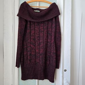 Maurices Burgundy Off-Shoulder Cowl Neck Sweater XL